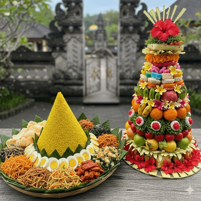 Dialog Lewat Tumpeng & Sesajen: Membaca Makna Spiritual di Balik Kuliner Ritual Jawa dan Bali